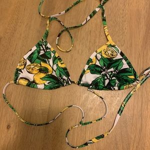 American Apparel Lemon Print Bikini Top